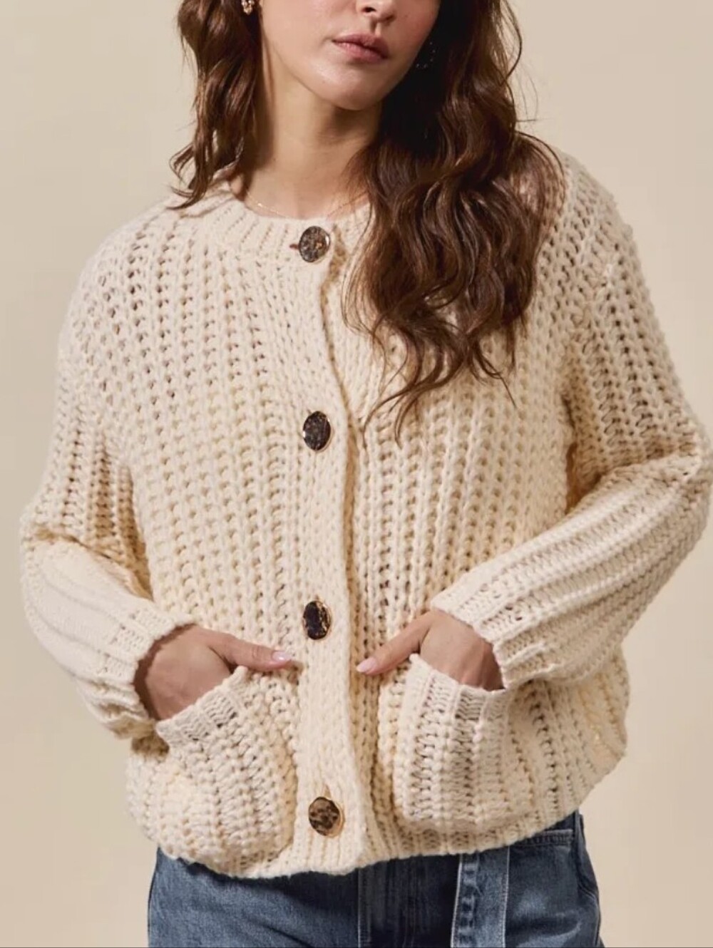 Cider Knit Chunky Cardigan Sweater Oversized Front Pockets S NWT